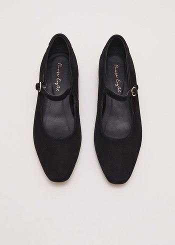 Phase Eight Leather Square Toe Mary Jane Flats Black Australia | MY8569140